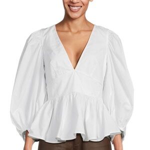 Staud Luna Peplum Top White 2